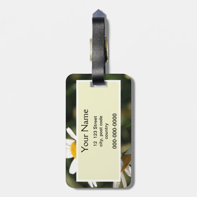 Wilde weiße Blume Gepäckanhänger (Rückseite vertikal)