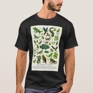 Wilde Welt in grüner Retro-Illustration Wildlife C T-Shirt