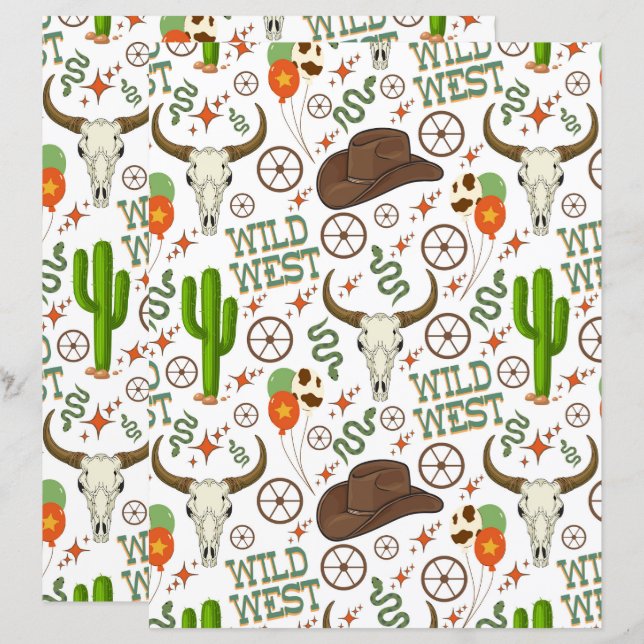 Wilde Westen Scrapbook Papier (Vorne/Hinten)