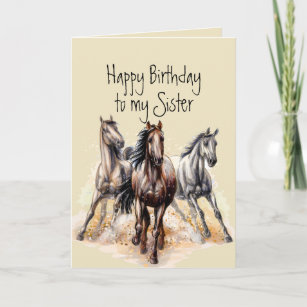 Wilde Western Pferde Geburtstag Schwester Tierkart Karte