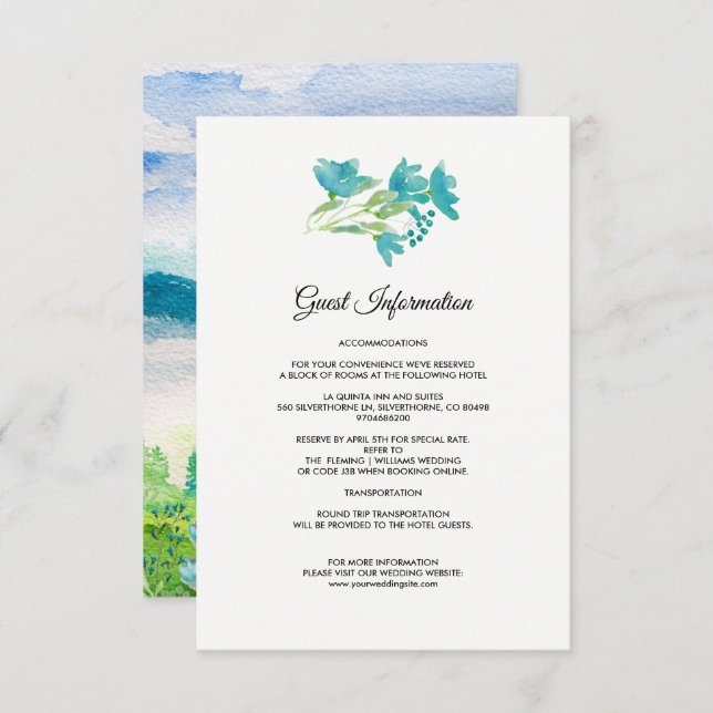 Wilde Wiesenfrühlingsgebirge Hochzeitdetails Begleitkarte (Vorne/Hinten)