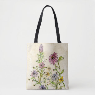 Wilde Wildblumen auf einer Tragetasche