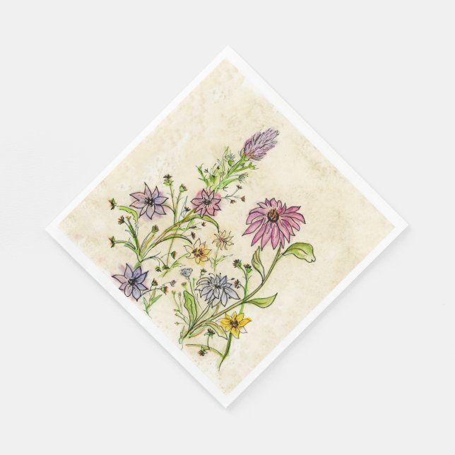 Wilde Wildblumen auf Papierservietten (Ecke)