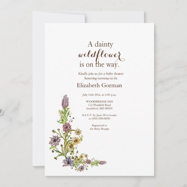 Wilde Wildblumen Einladung (Vorderseite)