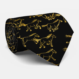 Wilde Wilde Pferde Schwarz und Gold Neck Tie Krawatte