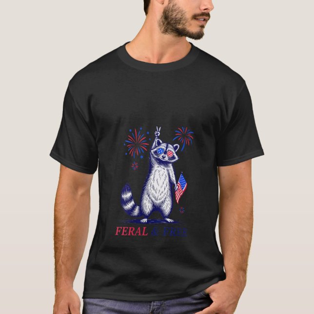 Wilde wildfreie Patriotische Racoon Ferry und T-Shirt (Vorderseite)