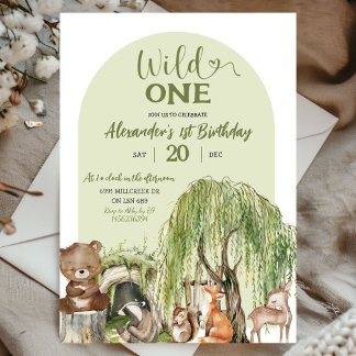 Wilde Wildtiere 1. Geburtstag Einladung
