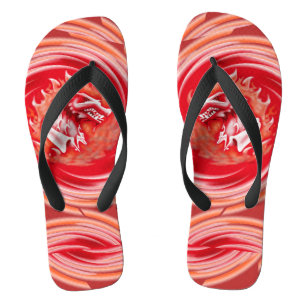 Wilde Wolf Wirbelnde Rotfleckflecken Flip Flops