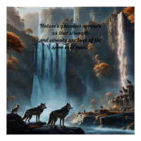 Wilde Wölfe im Wasserfall Oasis Säulenkanddel