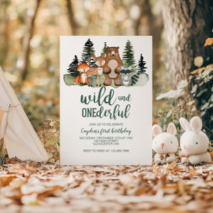 Wilde wundervolle Waldtier-Erstgeburtstag Einladung