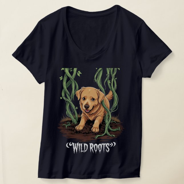 Wilde Wurzeln - Spooky Golden Retriever Garden Des T-Shirt (Ablage )