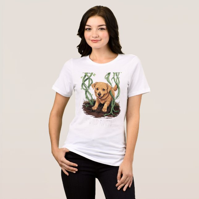 Wilde Wurzeln - Spooky Golden Retriever Garden Des Tri-Blend Shirt (Vorderseite voll)