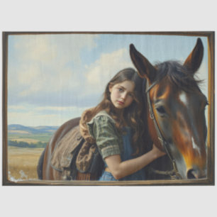 Wilde Zigeunermädchen mit ihrem Pferd Seidenpapier