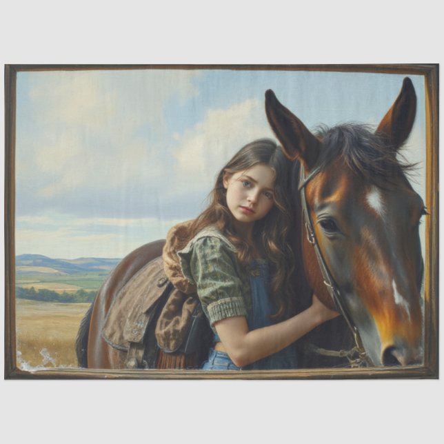 Wilde Zigeunermädchen mit ihrem Pferd Seidenpapier (Vorderseite)