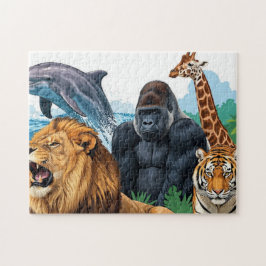 Wilde Zootiere - Löwe, Tiger, Dolphin & More Puzzle