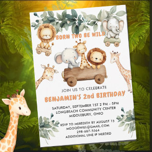 *Wilde Zwei Dschungel-Safari 2. Geburtstagsfeier Einladung