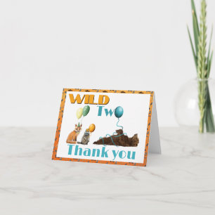 Wilde Zwei Tiere Zweiter Geburtstag Dankeskarte