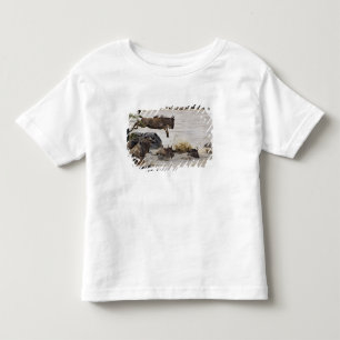 Wildebeest springt in den Mara River Kleinkind T-shirt