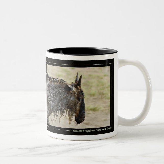 Wildebeestmigration Kenia-Tier-Tassen u. -schalen Zweifarbige Tasse (Rechts)