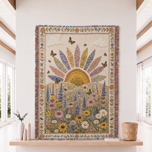 Wildeblumen-Quilt-Gewebe-Wurfdecke Decke (Von Creator hochgeladen)