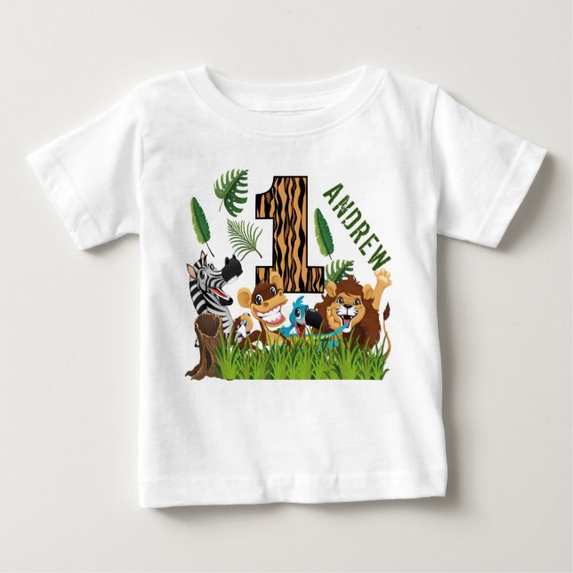Wilder 1. Geburtstag Dschungel Baby T-shirt (Vorderseite)