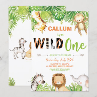 Wilder 1. Geburtstag Jungle Animals Boy Einladung