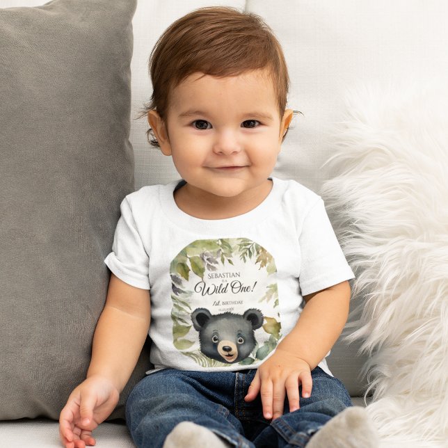 Wilder 1. Geburtstag-Waldbär Baby T-shirt (Von Creator hochgeladen)