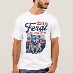 Wilder 250 und freier Waschbär patriotisches Vekto T-Shirt