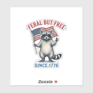 Wilder aber freier patriotischer Waschbär Vintage- Aufkleber