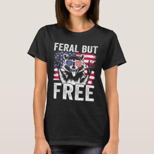 Wilder aber freier Waschbär Lustiger 4. Juli Junge T-Shirt
