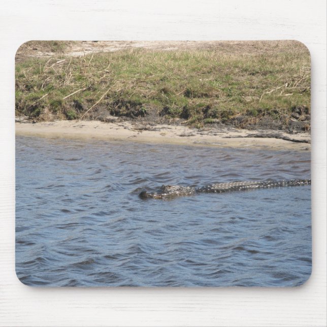 Wilder Alligator am Flussufer – Florida Naturfoto Mousepad (Vorne)