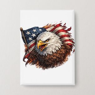 Wilder Amerikanischer Adler – Patriotisches Machtd Button