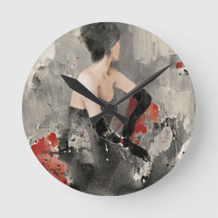Wilder Apfel Vintage-Aquarell-Frau Runde Wanduhr