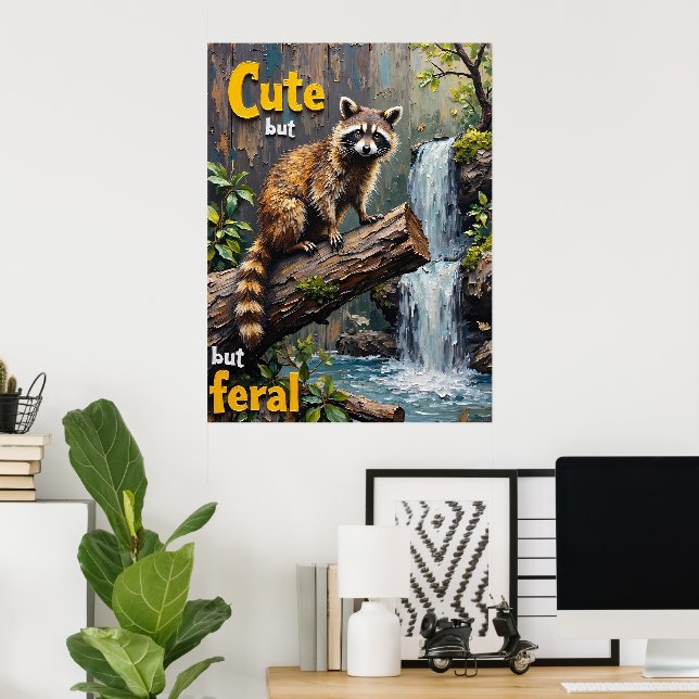 Wilder Arm: Ein Raccoon-Portrait Poster (Heimbüro)