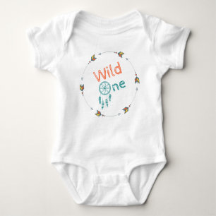 Wilder Baby-Geburtstag Stammes- Boho Dreamcatcher Baby Strampler