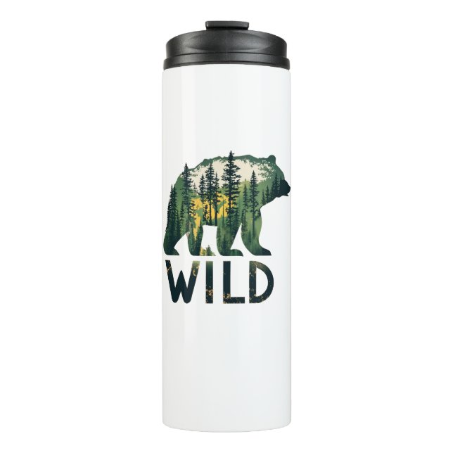 Wilder Bär im Freien Thermosbecher (Vorderseite)