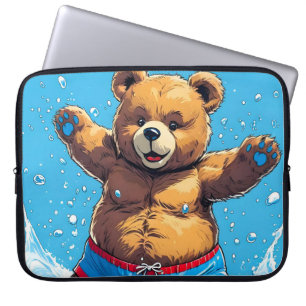 Wilder Bären-Sommer-Vintage-Pool Laptopschutzhülle