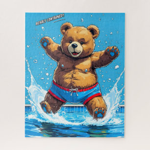 Wilder Bären-Sommer-Vintage-Pool Puzzle