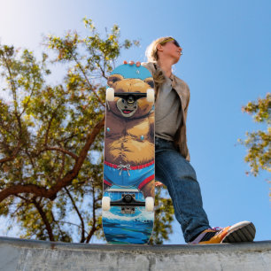 Wilder Bären-Sommer-Vintage-Pool  Skateboard
