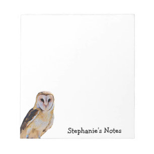 Wilder Barn Owl Bird Artwork Name Personalisiert W Notizblock