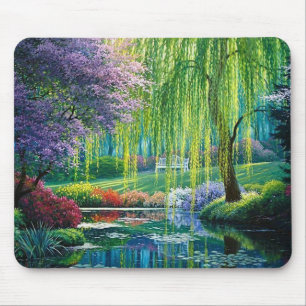 Wilder Baum über dem Wasser Kunst Mousepad