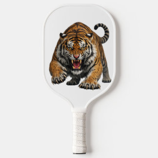 Wilder Bengal Tiger mitten im Sprung Wildlife Pickleball Schläger