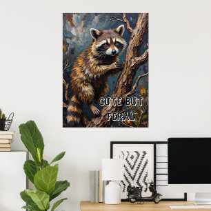 Wilder Blick: Raccoon im Bare Woods Poster