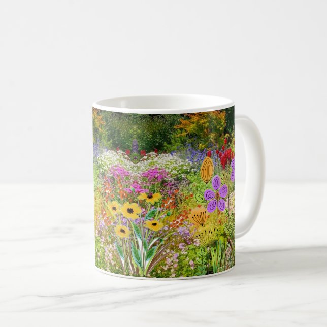 Wilder Blumengarten Kaffee Kaffeetasse (VorderseiteRechts)