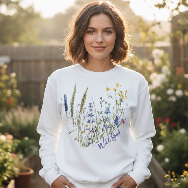 Wilder Blumengeist – Ästhetisches Geschenk für Sie Sweatshirt (Wildflower sweatshirt for nature lovers)