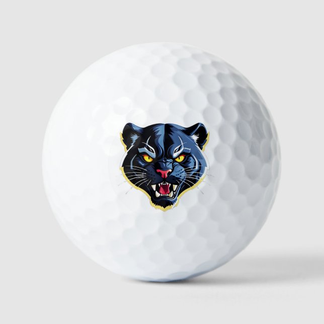 Wilder brüllender Panther-Maskottchen Golfball (Vorderseite)