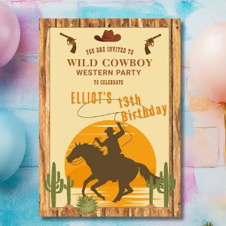 Wilder Cowboy Western Geburtstag Einladung