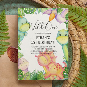 Wilder Dino-Einladung zum 1. Geburtstag Einladung
