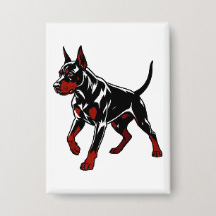 Wilder Dobermann-Wachhund Button