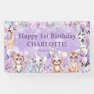 Wilder Dschungel-Tier-Safari 1. Geburtstags-Empfan Banner
